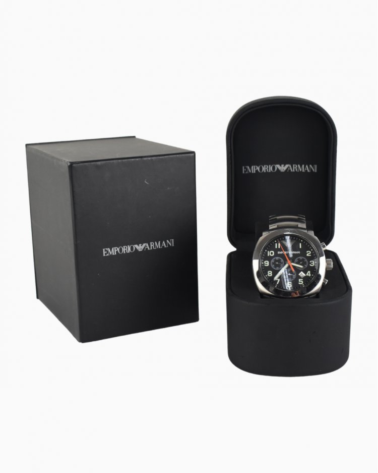 ARMANI時計 Relógio masculino Emporio Armani cronógrafo com mostrador preto e